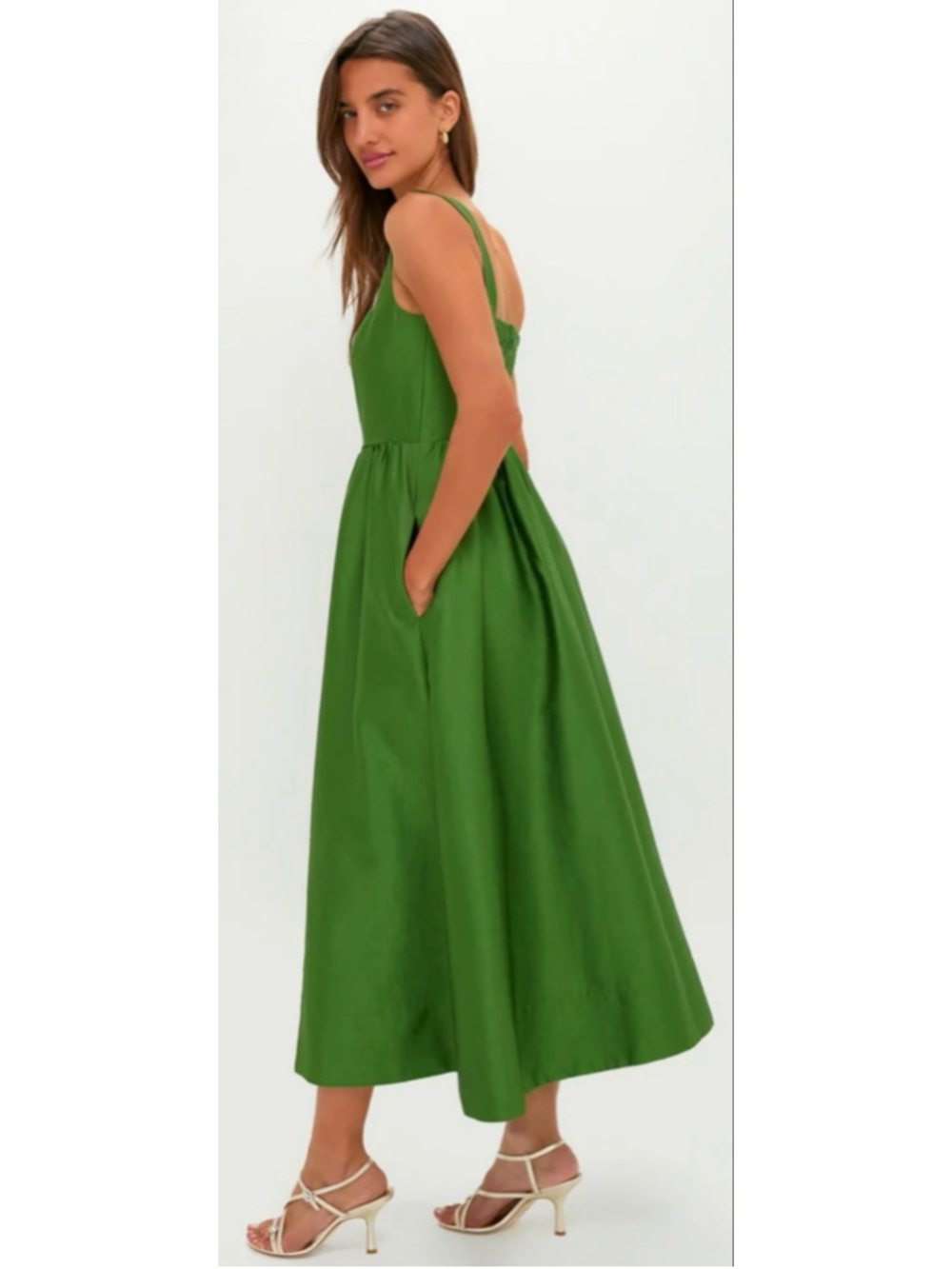 NWT Tuckernuck Emerald Green Dupioni Esme Midi Dress M - Picture 4 of 7